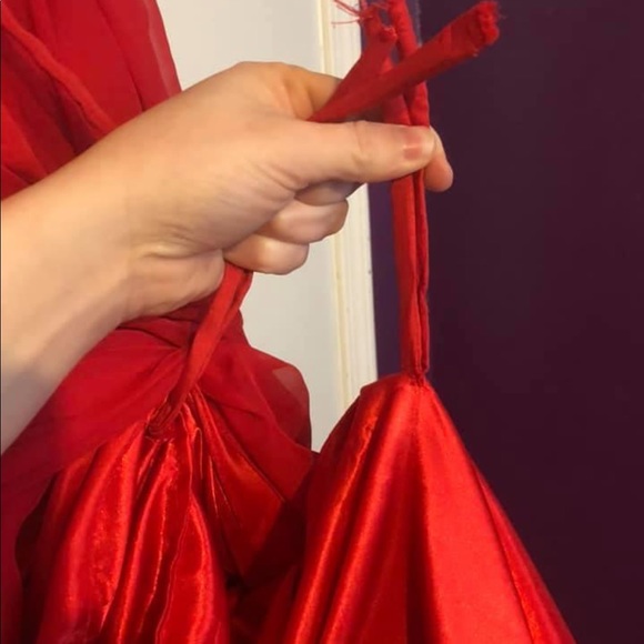 High-low strapless red prom dress - Picture 6 of 6